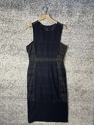 BCBG MaxAzria NEW WITH TAGS Black Sita Geometric Lace Dress Size Large • $29.99