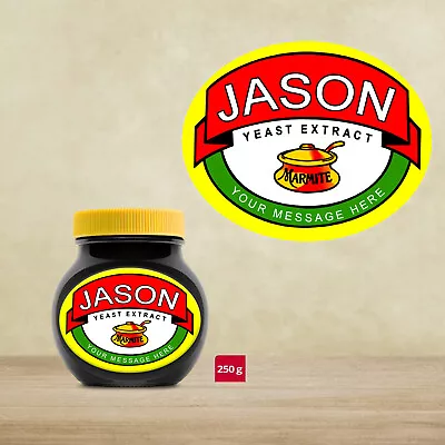 Personalised Customised MARMITE Bottle Sticker Wrapper Jar Label Gift Present • £2.69