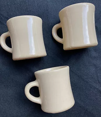 3 Vintage Victor Beige Tan Diner Restaurant Ware Coffee Tea Mugs Cups Old GREAT! • $35