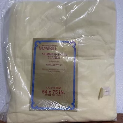 VTG Montgomery Ward 100% Acrylic Summer Sheet/Blanket 54x75 Fitted Full YELLOW • $34.99