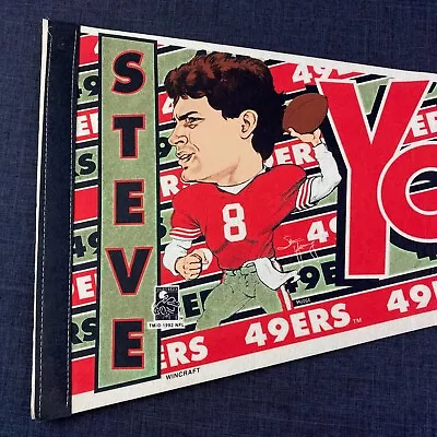 Vintage 1992 Steve Young 49ers San Francisco NFL Pennant Flag Full Size 30.5  • $19.99