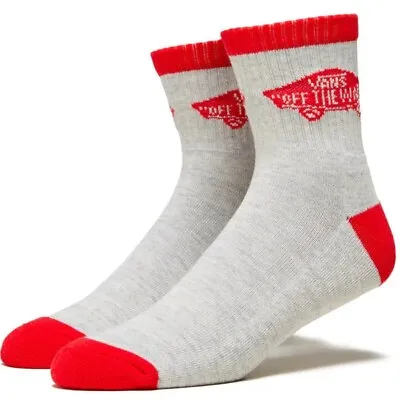 Vans Mens Art Half Crew Socks / Ash Grey Red / RRP £18 • £7