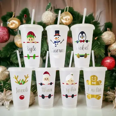 Personalised Christmas Cold Cup Tumbler Stocking Filler Xmas Eve Box Gift Idea • £9.99