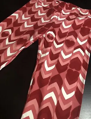 Lularoe OS Leggings Valentine’s Day Red Pink Ombré Hearts Vertical Stripe #0246 • $10.79