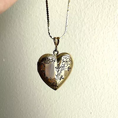 Rare Vintage Heart-shaped Gold Filled Etched Locket • $180