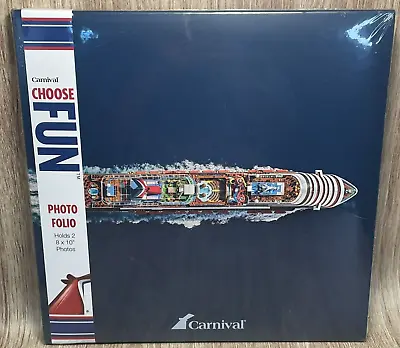 $15.99 • Buy Carnival Cruise Line Photo Folio Frame Picture Album Blue Hold 2 8x10 New Sealed
