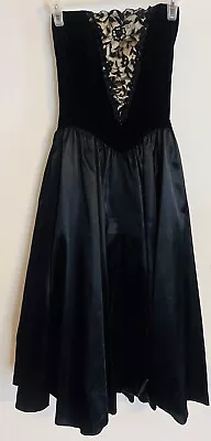 Jessica McClintock Gunne Sax Vintage 80s Black Party Halloween Dance Dress 5 • $44.99