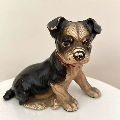 Vintage/Antique Hubley Cast Iron Seated Boston Terrier Puppy Dog Still Bank • $179