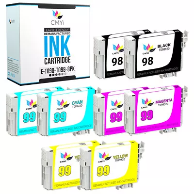 8PK Black Color 98 99 Replacement Ink Cartridges For Epson T098 T099 Artisan 700 • $26.39