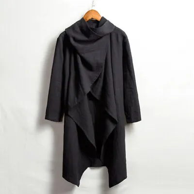 Men's Hooded Cape Poncho Long Cardigan Cloak Hipster Gothic Punk Cape Coat Tops • $20.03