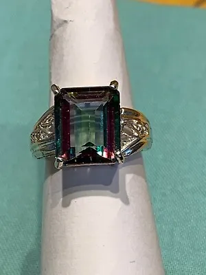 NEW Hand Cut Mystic Topaz Sterling Silver Ring. Size 5 1/2.   ID-97 • $64.99