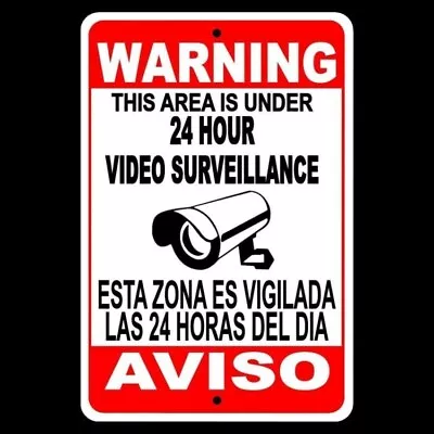 Spanish English Warning Protected By Video Surveillance Sign / Decal  Security • $10.73