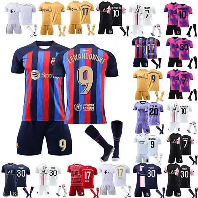 £22.99 • Buy 23-24 Adults Kids Kits Training Suits Short Shirt+Shorts+Sock Sports Sets UK