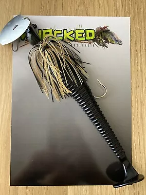 WHACKED LURES~ 2oz 'Goliath' CHATTERBAIT ~ BLACK & GOLD ~ 18cm Paddle Trailer • $21.95