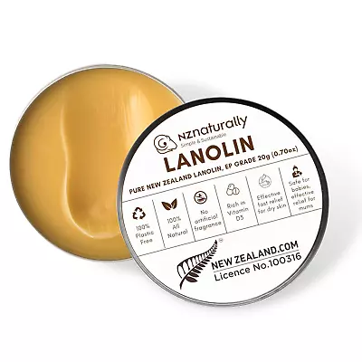 Pure New Zealand Lanolin EP Grade 20g-Effective Nipple Cream Rich In Vitamin D3 • $20.56