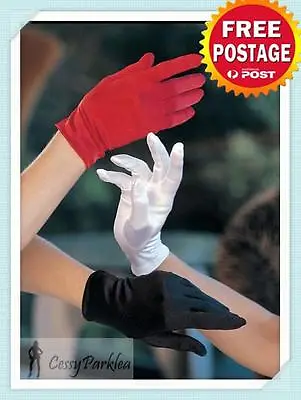 £4.38 • Buy SN-E1-3 Black Red White Short Clown Opera Costume Satin Wrist Length Gloves