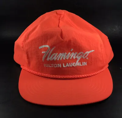 $12.95 • Buy Vintage Hat Flamingo Hilton Laughlin Nevada Neon Orange Rope Cap Snapback 