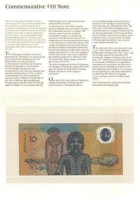 Australia 1988 Bicentennial Aboriginal $10 Polymer Note AA Prefix UNC In Folder • $40