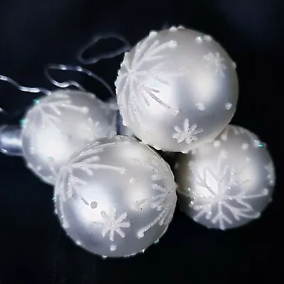 5x Vintage 2  Glitter Snowflake Satin Finish Mini Christmas Ornaments/Wire Picks • $10.79