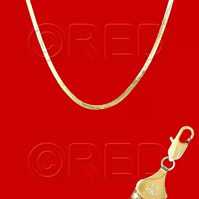 14k GOLD Plated SILVER MADE In ITALY 4mm HERRINGBONE CHAIN 20  NECKLACE VH4F • $13.50