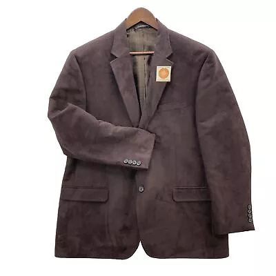 Chaps Ralph Lauren Chocolate Brown Faux Suede Blazer 2 Button Sport Coat Men 46R • $44.09