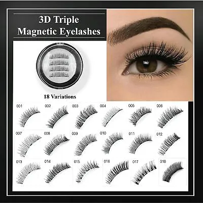 $7.64 • Buy 3D Triple Magnetic Eyelashes 3D Handmade Reusable False Magnet Eye Lashes