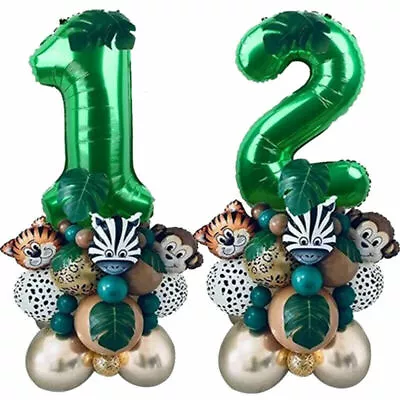 Jungle Animal Safari Balloons Set 1st/2nd Green For Kids Birthday Party 35PCS UK • £2.59