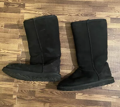 Ugg Classic Tall Womens Black Suede Boots Size 7 • $39.99