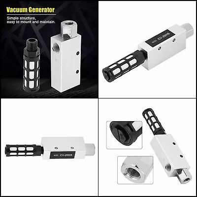 $23.53 • Buy CV-20HS Rp1/4 Vacuum Generator With Silencer,Aluminum Alloy Vacuum Generator