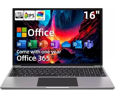 Jumper 16“ Laptop With Office 365 1920x1200 FHD IPS Display 1610 4GB DDR4 128 N8 • £189