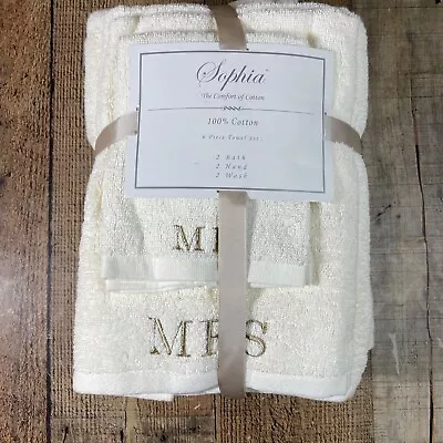 Luxury 100% Cotton Mr & Mrs Monogrammed Bath Towel Set 6 Piece NEW • $30