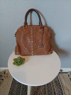 MICHAEL Kors Handbag ASTOR LG WALNUT Satchel Leather Studs~MSRP$448 READ • $40