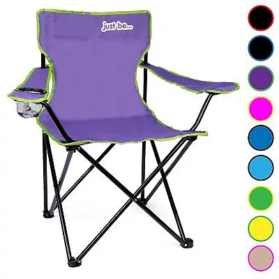 Folding Camping Chair Festival Garden Foldable Seat Deck Purple Just Be... • £14.99