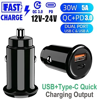 Car Charger Adapter USB Type-C Quick Charging Dual Port Cigarette Lighter USB AU • $19.99