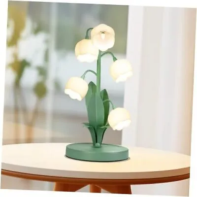 Vintage Flower Table Lamp For Home 5 Lily Of The Valley Bedside Olive Green • $62.38