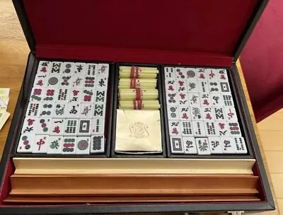 Gibson Deluxe Mah Jong Set Case Four Wooden Racks 148 Tiles Mahjong Jongg Rare • £150