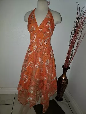 Va Va Voom WomenDress Orange Halter Dress MEDIUM • $34
