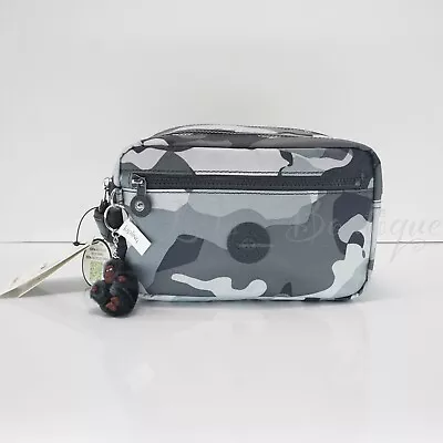 £43.21 • Buy NWT Kipling KI8278 Amalfi Toiletry Bag Cosmetic Case Polyester Cool Camo Grey 64