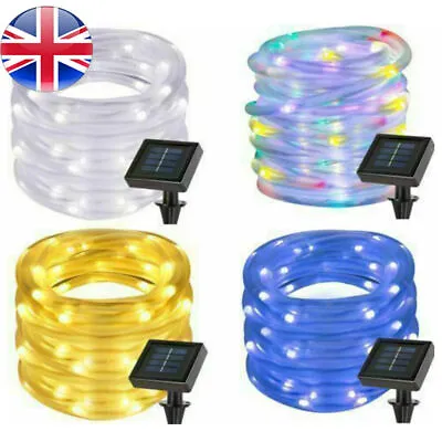 Solar Powered LED Rope Tube String Fairy Lights Outdoor Garden Xmas Decor Lights • £7.98