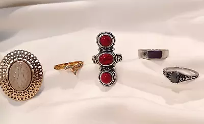 Vintage Cocktail Costume Rings Jewelry Lot Rings ALL Size 11 To 11 1/2 • $25