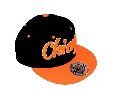 City Hunter USA 'Chicago' Embroidered Black & Orange Adult Snapback Baseball Cap • £9.97