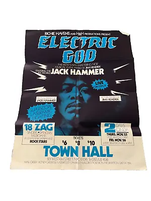 Jack Hammer Electric God (Jimi Hendrix Musical) 1976 NYC Original Poster Folded • $44.99