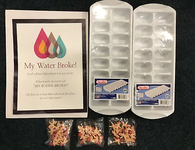 My Water Broke Baby Shower Game With 36 Mini Plastic Babies 2 Ice Cube Trays NEW • £16.40