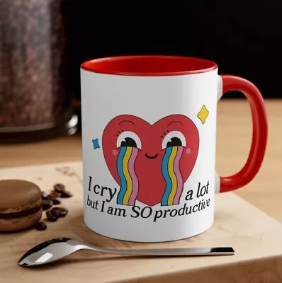 I Cry A Lot Mug Red Coffee Mug Ttpd Mug Heart Mug Poet Mug • $9.98