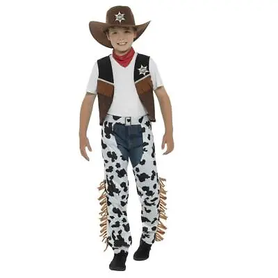 Boy's Texan Cowbow Fancy Dress Party Costume With Chaps Children's Dress-Up • £17.79