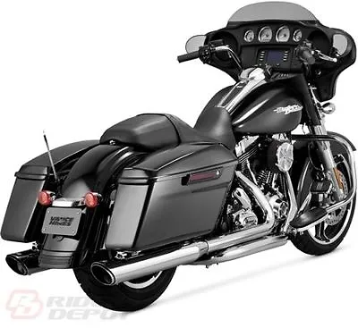 Vance & Hines Exhaust Chrome Twin Slash Round Slip-Ons Harley Touring 16763 • $499.99
