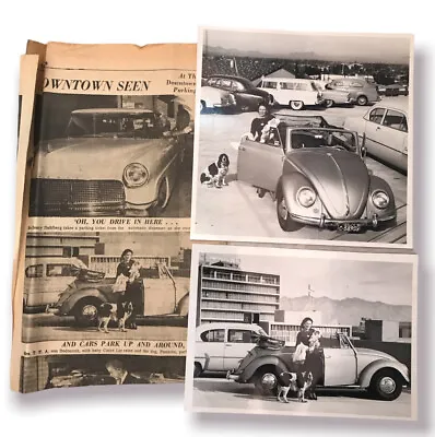 2 Vintage Photos And Newspaper Clipping Volkswagen Beetle And Thank You Telegram • $29.99