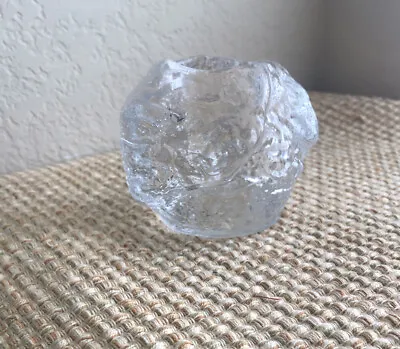 Vintage Crystal Ice SNOWBALL Glass CANDLE Votive Tealight Holder 3  Tall • $5.50