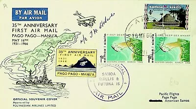 SEPHIL WESTERN SAMOA 1966 SIGNED 35TH ANN PAGO PAGO-MANU'A AIRMAIL FFC W/ 3v • $5.03