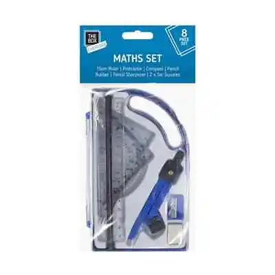 £3.97 • Buy 8PC Maths Geometry Set Compass Ruler Protractor Pencil Sharpener Box School Home
